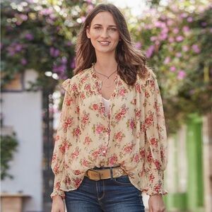 SUNDANCE Amelia Floral Blouse Size Large